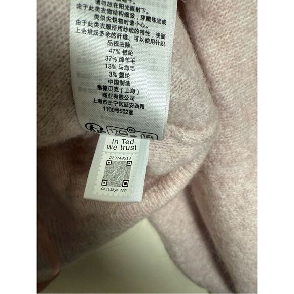 TED BAKER Larbow Statement Bow Sweater Pink Wool Knit Pullover Women's Size 6 Sm - Picture 7 of 8